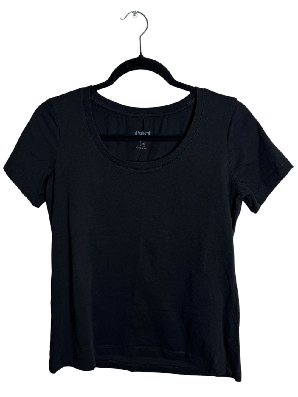 Pact Black Scoop Neck Organic Cotton Short Sleeve Tee